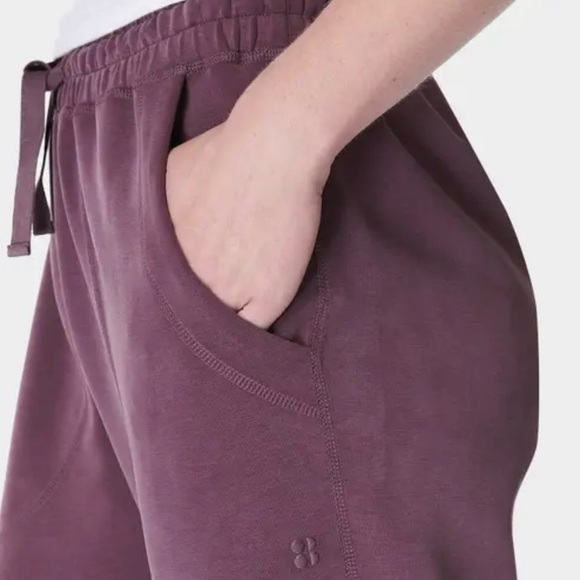 SWEATY BETTY Midnight Cherry Purple Sand Wash Cuffed Trouser Jogger Pants Sz XS - Picture 12 of 12